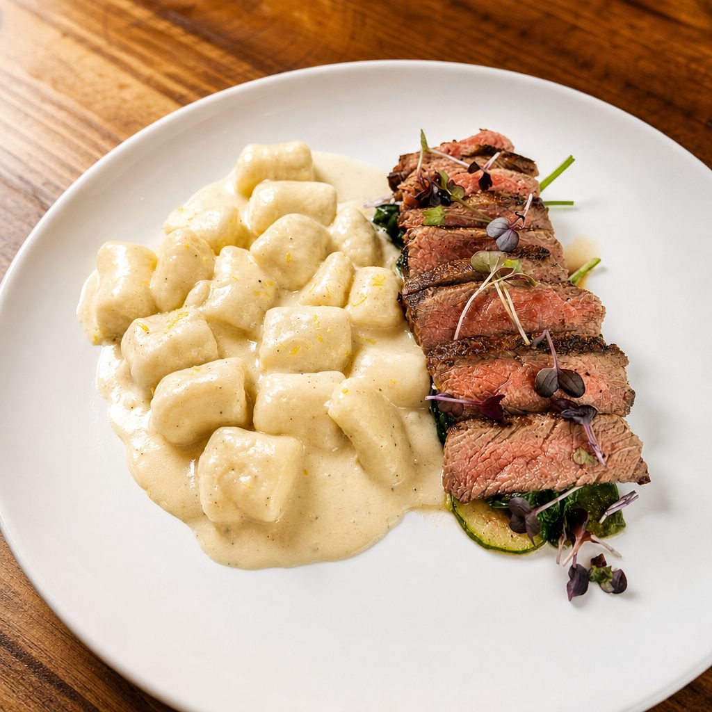 Steak & Gnocchi.