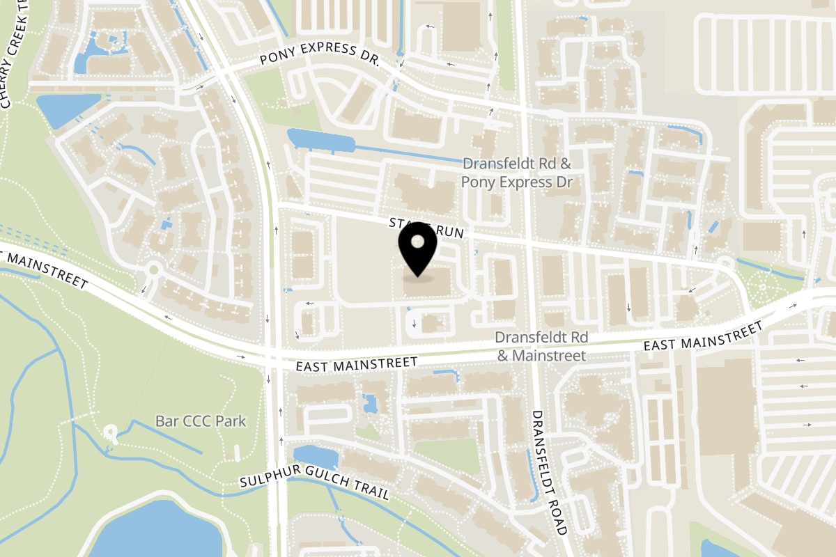 Map showing the location of West Main Taproom on 18595 Mainstreet Suite 100 in Parker